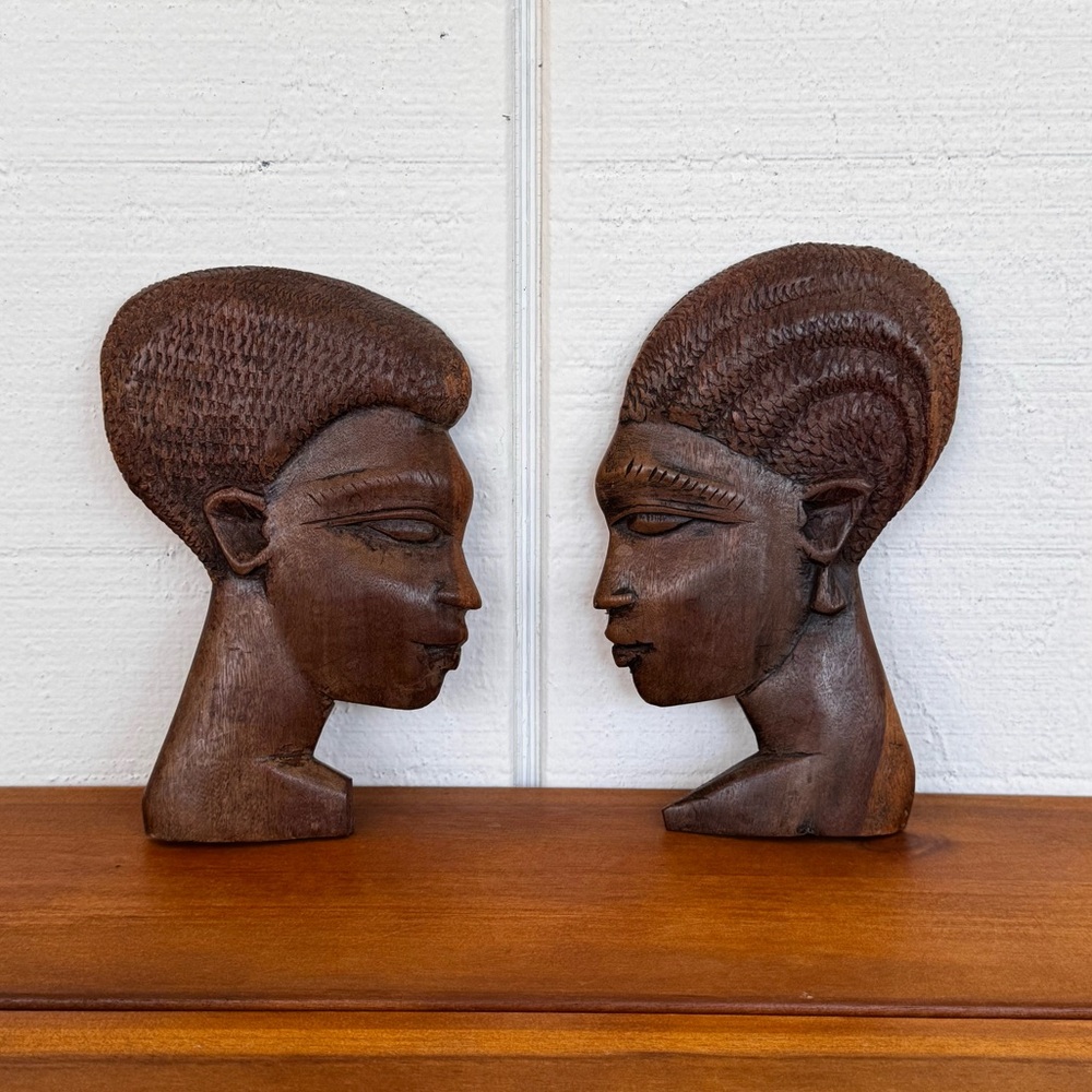 1950’s Hand Carved African Tribal Head Placques